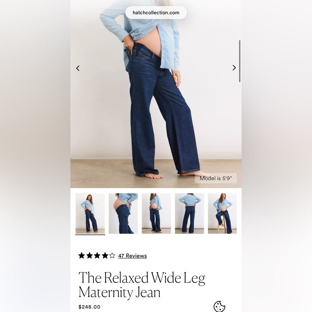 Hatch Relaxed Wide Leg Maternity Jean Sz 29